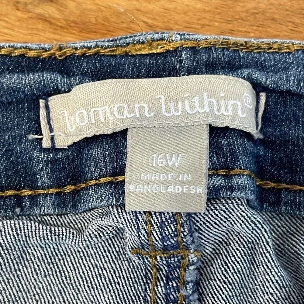 Woman Within Bermuda Blue Denim Shorts 16W Blue‎ Cuffed Stretch Summer Vacation